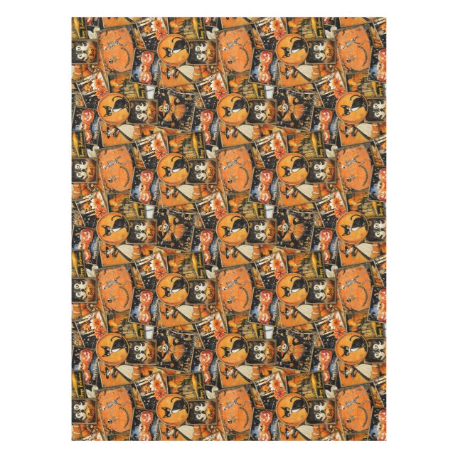 Retro Vintage Halloween Fun Collage Tablecloth (Front)