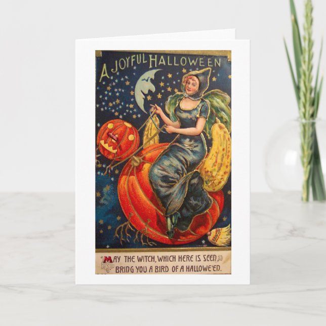 Retro Vintage Halloween Joyful Halloween Card (Front)