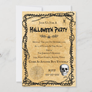 Retro Vintage Halloween Party Invitation Card