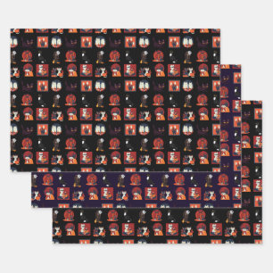 Retro Vintage Halloween Pattern Candy Corn Wrappin Wrapping Paper Sheets