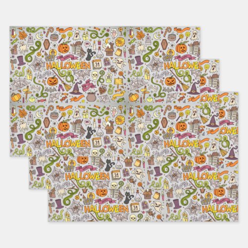 Retro Vintage Halloween Pattern Candy Corn Wrappin Wrapping Paper Sheets