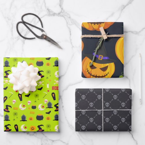 Retro Vintage Halloween Pattern Sugar Skull  Wrapp Wrapping Paper Sheets