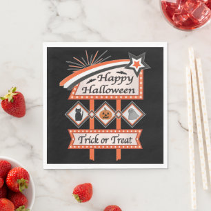 Retro Vintage Halloween Sign – Trick or Treat Napkins