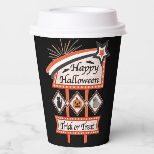 Retro Vintage Halloween Sign – Trick or Treat Paper Cups