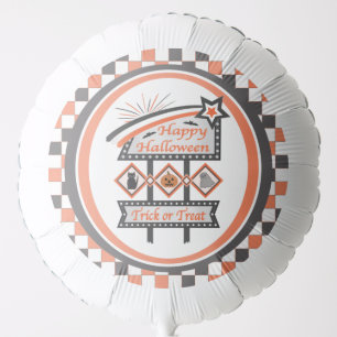 Retro Vintage Halloween Sign –Trick or Treat Plaid Balloon