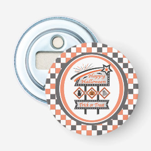 Retro Vintage Halloween Sign –Trick or Treat Plaid Bottle Opener