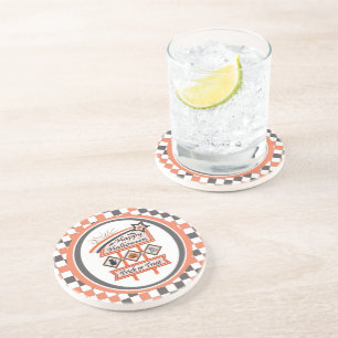 Retro Vintage Halloween Sign –Trick or Treat Plaid Coaster