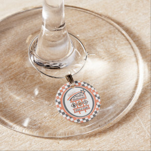Retro Vintage Halloween Sign –Trick or Treat Plaid Wine Charm