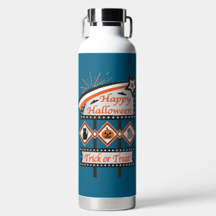 Retro Vintage Halloween Sign – Trick or Treat Water Bottle
