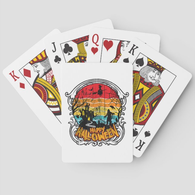 Retro Vintage Halloween - Vintage Halloween Poker Cards (Back)