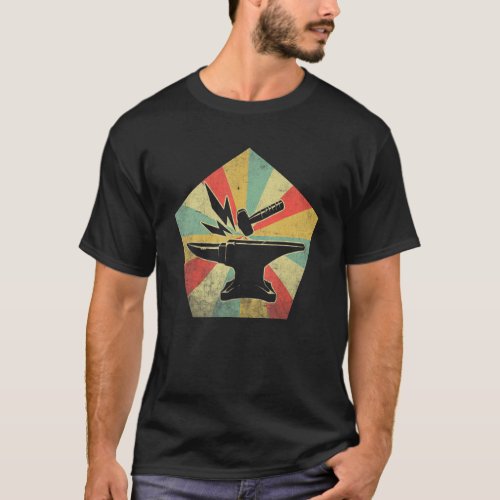 Retro Vintage Hammer  Anvil Blacksmith T_Shirt