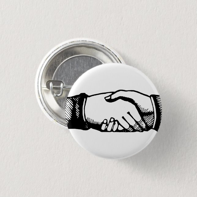 Retro Vintage Hands Handshake Congratulations Pin (Front & Back)