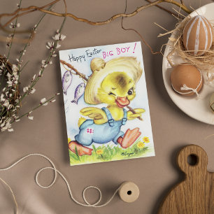 retro vintage Happy Easter duck add sentiment Holiday Card