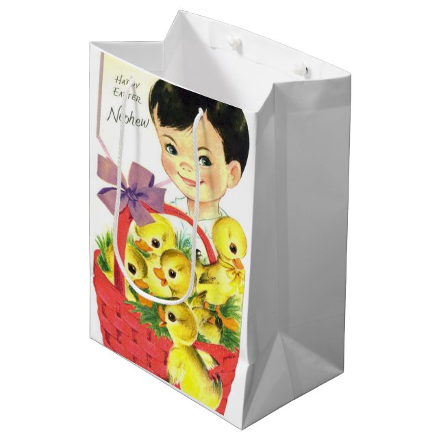 retro vintage Happy Easter Nephew Medium Gift Bag (Front Angled)