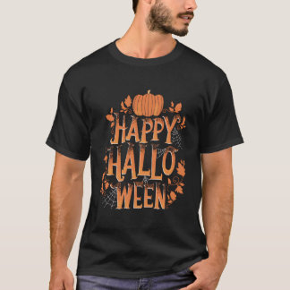 Retro Vintage Happy Halloween Pumpkin Spider Webs T-Shirt
