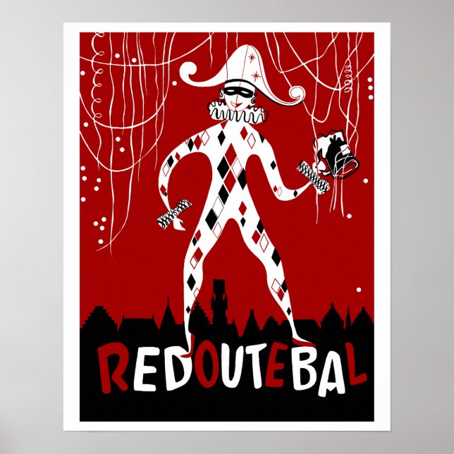 Retro vintage harlequin clown music cover poster (Front)