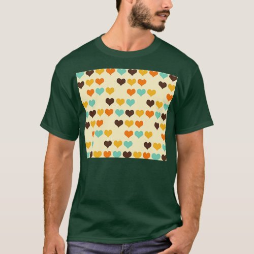 Retro Vintage Hearts Pattern Print T_Shirt