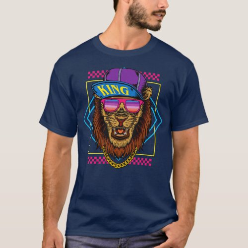 Retro Vintage Hip Hop Lion T_Shirt