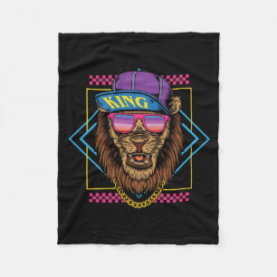 retro vintage hip hop lion wear snapback illustrat fleece blanket