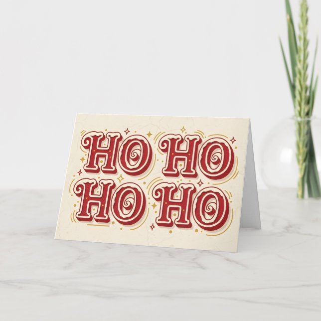 Retro Vintage Ho Ho Ho Christmas Holiday Card (Front)