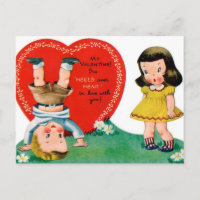 Retro Vintage Holiday Valentine couple postcard