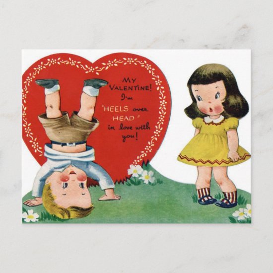 Retro Vintage Holiday Valentine couple postcard