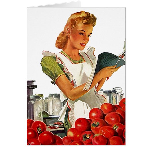 Retro Vintage Home Canning Pretty Lady Blank Cards (Front)