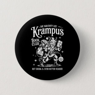 Retro Vintage Horror The Naughty List Krampus Book Button
