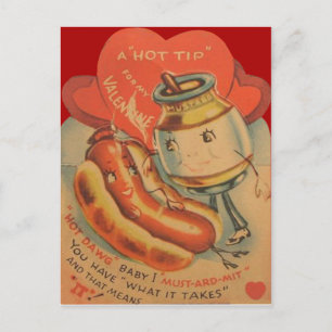 Retro Vintage Hot Dog Mustard Valentine's Day Card