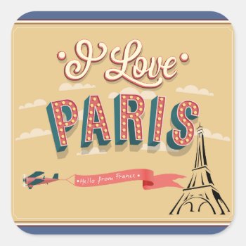 Retro Vintage I Love Paris Stickers by Everything_Grandma at Zazzle