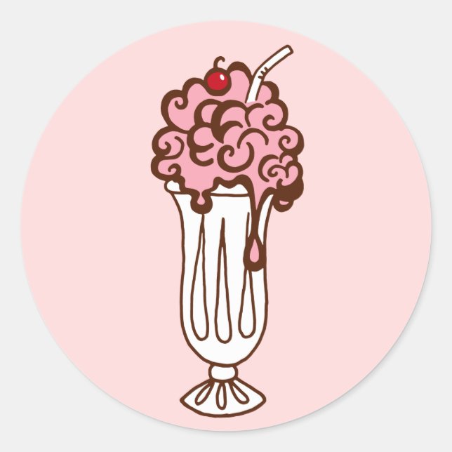 Retro Vintage Ice Cream Soda Party Stickers (Front)