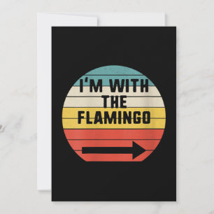 Retro Vintage I'm With The Flamingo Flamingo Holiday Card