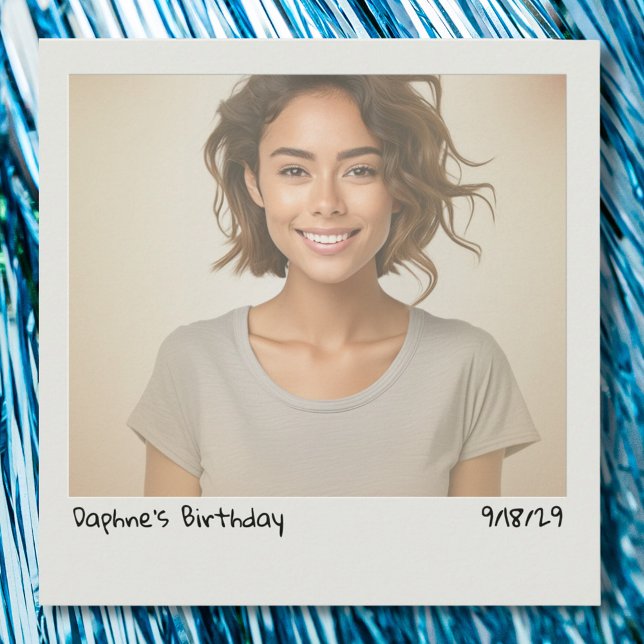 Retro Vintage Instant Camera Your Photo Birthday Invitation (Retro instant photo birthday party invitation)