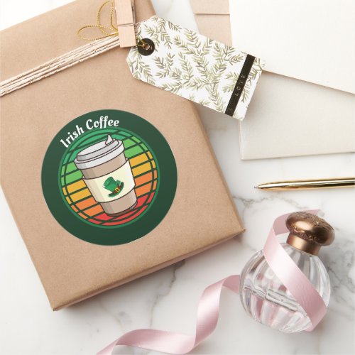 Retro Vintage Irish Coffee Hot Drink to Go Classic Round Sticker