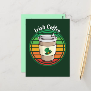 Retro Vintage Irish Coffee Hot Drink to Go Postcard