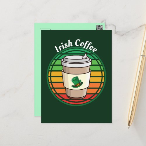 Retro Vintage Irish Coffee Hot Drink to Go Postcard