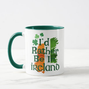 Retro Vintage Irish Flag Mug, Ireland Print Coffee Mug