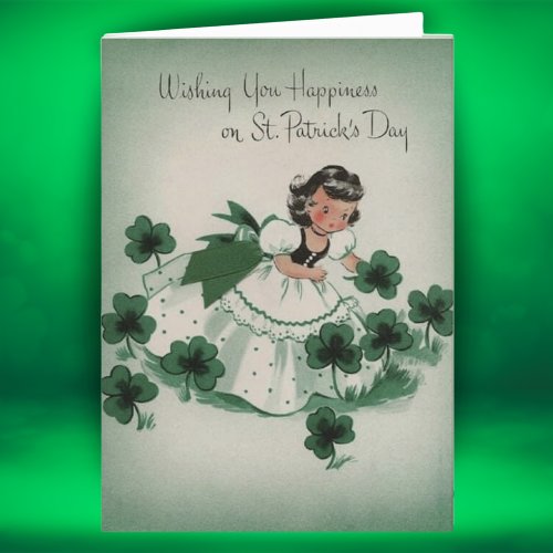 Retro Vintage Irish Girl Custom St Patricks Day Holiday Card