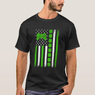 Retro Vintage Irish Usa Flag Sport Video Game St P T-Shirt