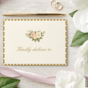 Retro Vintage Ivory Wedding Return Address Envelope