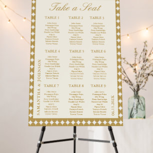 Retro Vintage Ivory Wedding Seating Chart Foam Board