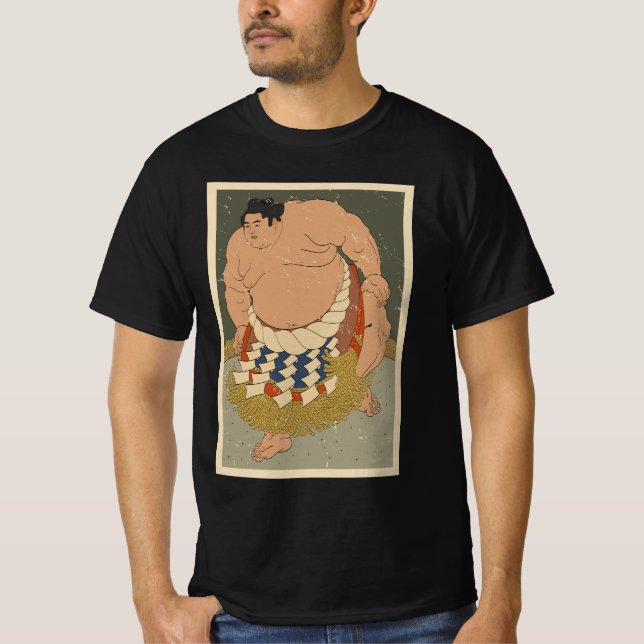 Retro Vintage Japanese Sumo Wrestler T-Shirt (Front)