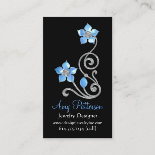 Retro Vintage Jeweled Blue Design Business Card