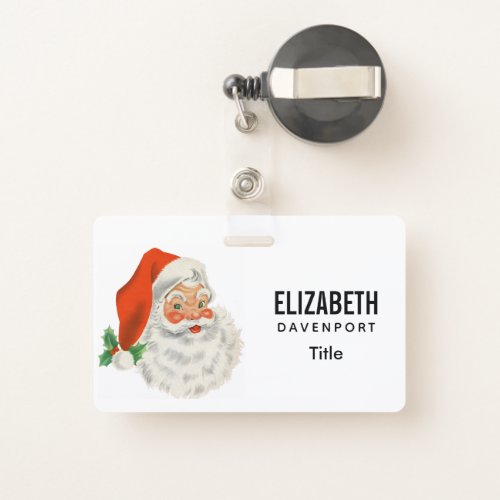 Retro Vintage Jolly Santa Claus Christmas Badge