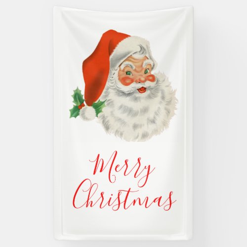 Retro Vintage Jolly Santa Claus Christmas Banner