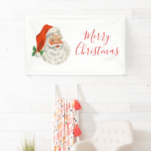 Retro Vintage Jolly Santa Claus Christmas Banner