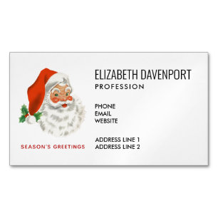 Retro Vintage Jolly Santa Claus Christmas Business Card Magnet