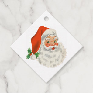 Retro Vintage Jolly Santa Claus Christmas Favor Tags