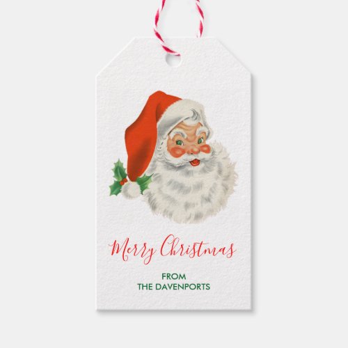 Retro Vintage Jolly Santa Claus Christmas Gift Tags