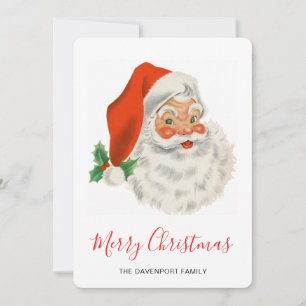 Retro Vintage Jolly Santa Claus Christmas Holiday Card